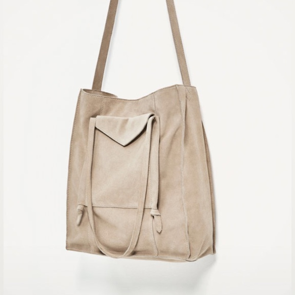ZARA | NWT Tan Suede Tote Bag